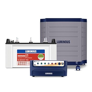 luminous inverter amp battery combo for home office amp shops  power sine 1100 pure sine wave inverter 900va12v  rc18000st pro 150ah short tubular battery with trolley