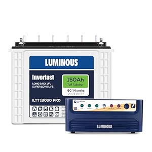 luminous inverter amp battery combo power sine 1100 pure sine wave 900va12v inverter with iltt18060pro tall tubular 150ah battery for home office amp shops