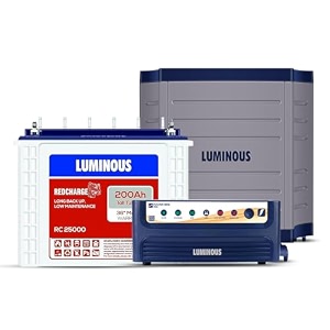 luminous inverter amp battery combo with trolley for home shop amp office  power sine 1100 900va12v pure sine wave inverter  rc25000 200ah tall tubular battery  36m warranty on inverter amp battery