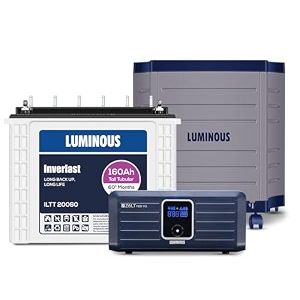 luminous inverter amp battery combo zolt 1100 pure sine wave 900va12v inverter with iltt20060 tall tubular 160ah battery  trolley for home office amp shops