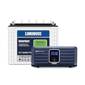 luminous inverter amp battery combo zolt 1100 pure sine wave 900va12v inverter with iltt 18060pro tall tubular 150ah battery for home office amp shops