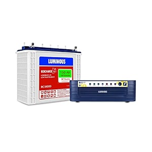 luminous inverter with battery combo hercules 1600 square wave 1500va 12 volt inverter with red charge rc 18000 tall tubular 150 ah battery for home office amp shop