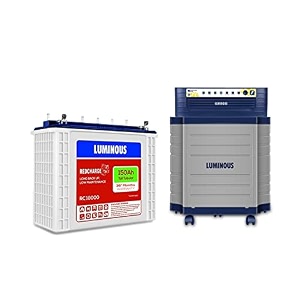 luminous inverter for home office amp shop with luminous battery hercules 1600 square wave 1500va 12 volt inverter with red charge rc 18000 tall tubular 150 ah battery amp trolley combo 2 years warranty on inverter 3 years warranty on battery 15 years flat  15-years pro-rata