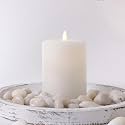LumiPur Signature Coastal Collection Natural Glow Flickering Flameless LED Wax Pillar Candle (3.5" x 5", Summer White)