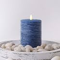 LumiPur Signature Coastal Collection Natural Glow Flickering Flameless LED Wax Pillar Candle (3.5" x 5", Steel Blue)