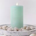 LumiPur Signature Coastal Collection Natural Glow Flickering Flameless LED Wax Pillar Candle (3.5" x 7", Sea Foam Green)