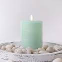 LumiPur Signature Coastal Collection Natural Glow Flickering Flameless LED Wax Pillar Candle (3.5" x 5", Sea Foam Green)