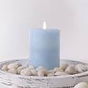 LumiPur Signature Coastal Collection Natural Glow Flickering Flameless LED Wax Pillar Candle (3.5" x 5", Powder Blue)