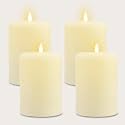 LumiPur Signature Collection Natural Glow Flickering Flameless 4 Pack LED Wax Pillar Candle (4 Pack 3.5" x 5", Linen White)
