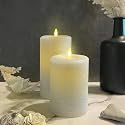 LumiPur Signature Natural Glow Flameless Wax Pillar 2 Pack LED Candle 3.5" x 5" and 3.5" x 7" Gray Fog