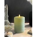 LumiPur Signature Natural Glow Flickering Flameless LED Wax Pillar Candle (3.5" x 5", Sage Green)