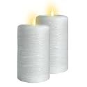 LumiPur Signature Natural Glow Flameless Wax Pillar 2 Pack LED Candles 3.5" x 7" Gray Fog