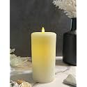 LumiPur Signature Natural Glow Flickering Flameless LED Wax Pillar Candle (3.5" x 7", Linen White)