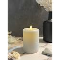 LumiPur Signature Natural Glow Flickering Flameless LED Wax Pillar Candle (3.5" x 5", Gray Fog)