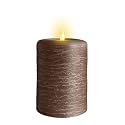 LumiPur Signature Natural Glow Flickering Flameless LED Wax Pillar Candle (3.5" x 5", Cocoa Brown)