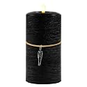 LumiPur Signature Natural Glow Flickering Flameless LED Wax Pillar Candle (Black, 3.5" x 7")