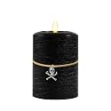 LumiPur Signature Natural Glow Flickering Flameless LED Wax Pillar Candle (Black, 3.5" x 5")
