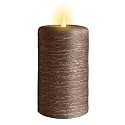 LumiPur Signature Natural Glow Flickering Flameless LED Wax Pillar Candle (3.5" x 7", Cocoa Brown)