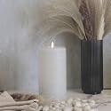 LumiPur Signature Natural Glow Flickering Flameless LED Wax Pillar Candle (4" x 8", Gray Fog)