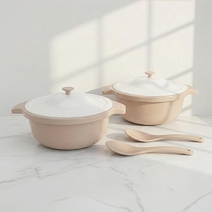 lumiset modular solid plastic serving and mixing bowl with lid for rice curry pasta 100 food grade bpa free unbreakable microwave and dishwasher safe 3000 ml set of 2 beige large