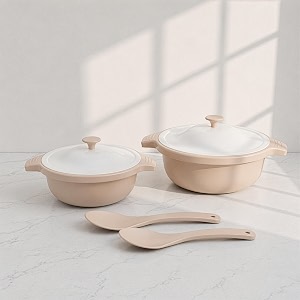 lumiset modular solid plastic serving and mixing bowl with lid for rice curry pasta 100 food grade bpa free unbreakable microwave and dishwasher safe set of 2 beige 1250 amp 3000 ml