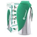LumoLeaf Portable Dog Water Bottle 27 OZ, Stainless Steel Pet Travel Water Bottle Dispenser for Walking, Hiking and Outdoor, Portable Water Bowl for Large Dogs (Green)