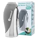 LumoLeaf Portable Dog Water Bottle 27 OZ, Stainless Steel Pet Travel Water Bottle Dispenser for Walking, Hiking and Outdoor, Portable Water Bowl for Large Dogs (Grey)
