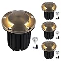 LumStory Brass Low Voltage Well Lights Landscape LED In Ground Lights Landscape Lighting 12V Outdoor up Lights for Deck and Garden, Pathway, with MR16 3000K Bulb (Two-Direction Turret, 4Pack)