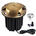 LumStory Brass Well Lights Landscape LED Low Voltage 12V Outdoor In Ground Lights Landscape Lighting for Deck and Garden, Pathway, Driveway, with MR16 Bulb 3000K Warm White (Three-Direction Turret)