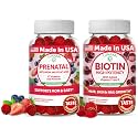 Lunakai USA Made 17-in-1 Prenatal Vitamins and Biotin Gummies Bundle - Delicious Daily Prenatal Gummies for Maternal Wellness Support, 60ct