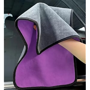 2 piece 800 gsm heavy microfiber cloth towel for car bike cleaning  double sided extra thick multipurpose cleaning cloth lint steak free 40cm x 60cm purple