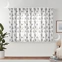 Semi Transparent 3 Piece Tissue Net Sheer Polyester Leaf Print Window Eyelet Curtains with Grommet for Living Room Home Décor - 5 Feet, Brown, Pack of 3
