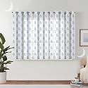 Semi Transparent 3 Piece Tissue Net Sheer Polyester Tree Print Window Eyelet Curtains with Grommet for Living Room Home Décor - 5 Feet, Blue, Pack of 3