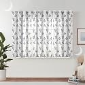 Semi Transparent 3 Piece Tissue Net Sheer Polyester Leaf Print Window Eyelet Curtains with Grommet for Living Room Home Décor - 5 Feet, Grey, Pack of 3