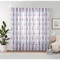 Semi Transparent 3 Piece Tissue Net Sheer Polyester Floral Door Eyelet Curtains with Grommet for Living Room Home Decor - 7 Feet, Maroon, Pack of 3
