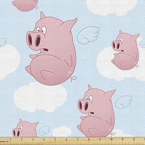 Lunarable Pig Fabric by The Yard Frightened