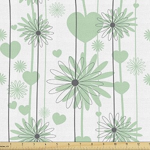 Lunarable Hearts Fabric by The Yard Floral
