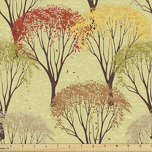 Lunarable Autumn Fall Fabric by The Yard