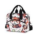 Lunch Bag Cute Red Panda with Bubble Tea Cartoon Insulated Lunch Box for Women Men Tote Bag with Detachable Shoulder Strap for Office School Picnic Hiking