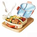 4 Compartment Lunch Box for Kids - Cute Bread Shapes Kids Lunch Box, BPA-Free PP Material, Unbreakable & Leak Proof, Easy to Clean, Ideal for School, Boys Girls (Mousse Blue)