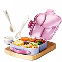 4 Compartment Lunch Box for Kids - Cute Bread Shapes Kids Lunch Box, BPA-Free PP Material, Unbreakable &amp; Leak Proof, Easy to Clean, Ideal for School, Boys Girls (Taro Purple)