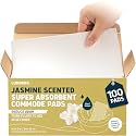 Lunderg Jasmine Scented Super Absorbent Commode Pads - Value Pack 100 Count