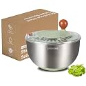 Lunememo Stainless Steel Salad Spinner, BPA Free, Quick Dry & Stop, 5.3 Qt