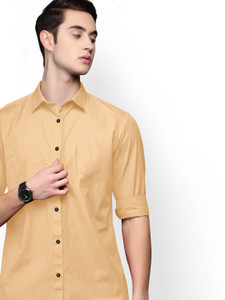 LUNGER Men Solid Casual Cream Shirt