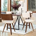 LUNLING Swivel Accent Faux Leather Dining Chairs Set of 4,Mid Century Modern Chairs with Wooden Legs/Armrest/Upholstered Seat/Adjustable Foots for Kitchen Dining Room Desk Chairs,Beige