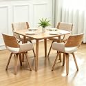 LUNLING Swivel Dining Chairs Set of 4 with Arms,Beige Accent Charcoal Linen Look Fabric Kitchen Chairs,Retro Solid Wood Legs Side Desk Chairs No Wheels