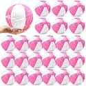 Lunmon 24 Pcs 12 Inch Inflatable Beach Balls Bulk Pink and White Beach Ball