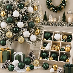 Lunmon 64 Pcs Christmas Ball Ornaments Emerald