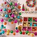 Lunmon 64 Pcs Multicolor Christmas Ornament Bright