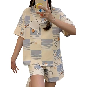 Lunza Womens Cotton Blend Pajama Set Short